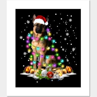 German Shepherd Christmas Lights - Merry Christmas Posters and Art